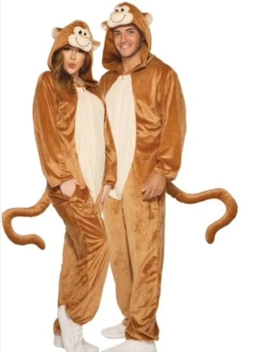Monkey 1 Piece Pajamas L/XL Halloween Costume Zipsters Unisex Brown Fleece